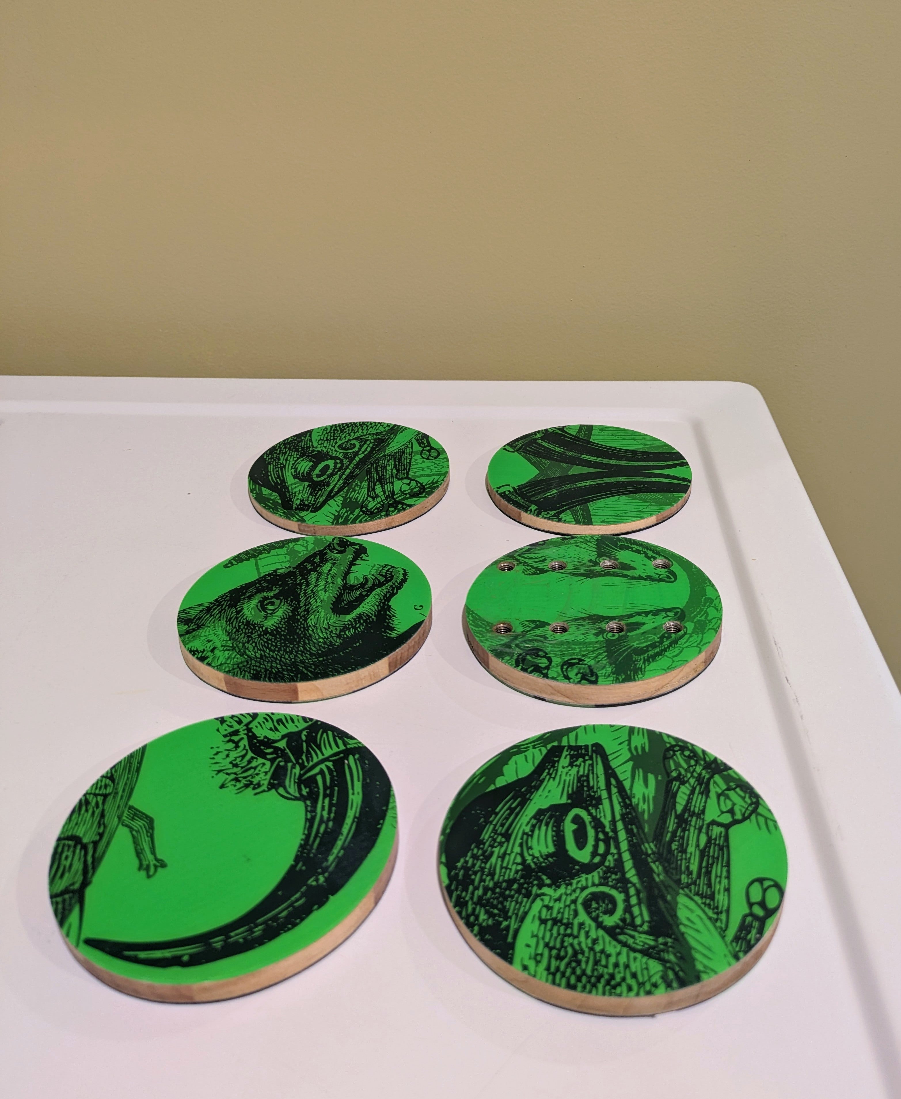 (set of 6)- Snowboard Coasters