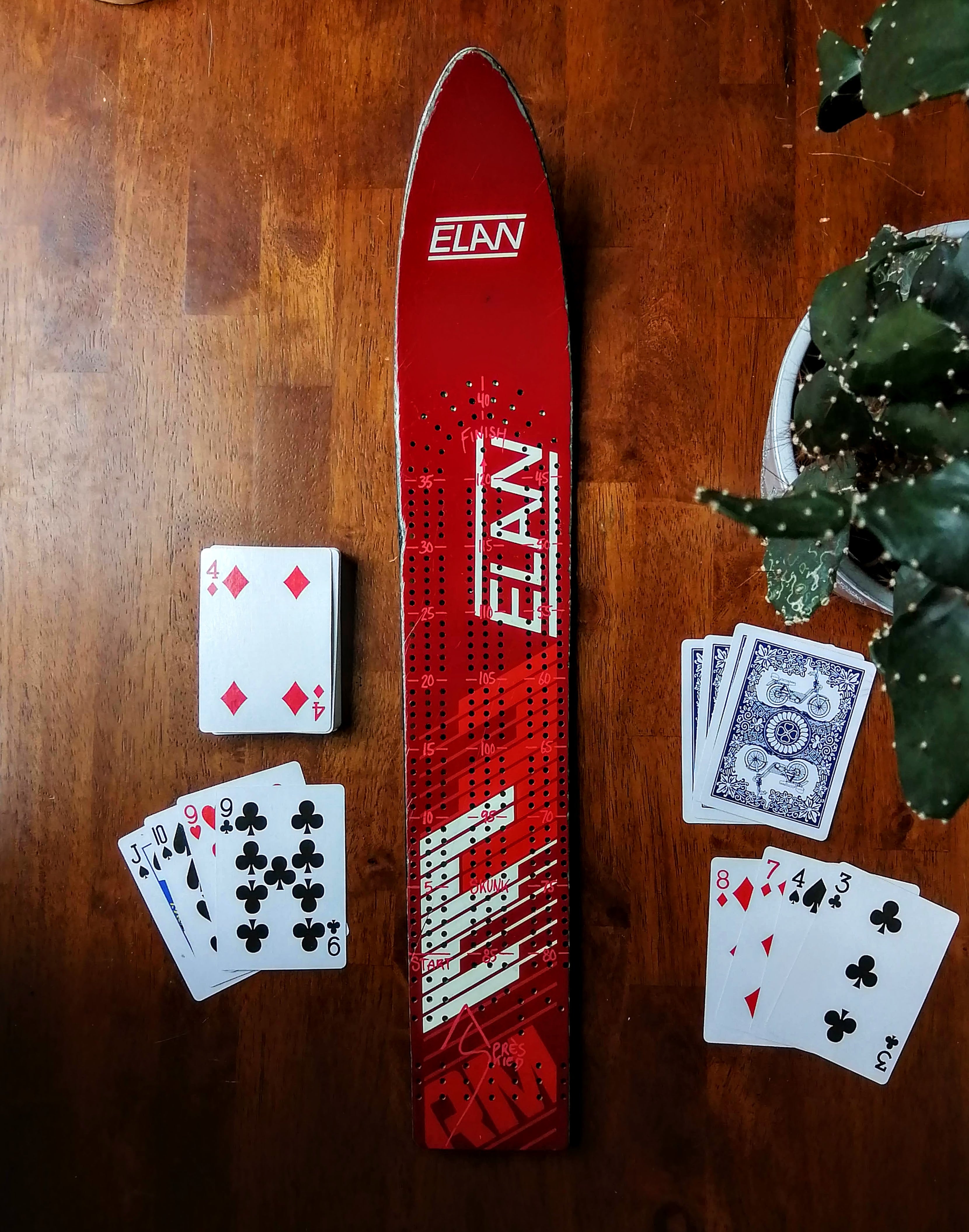 Elan - Skinny Ski Cribbage board
