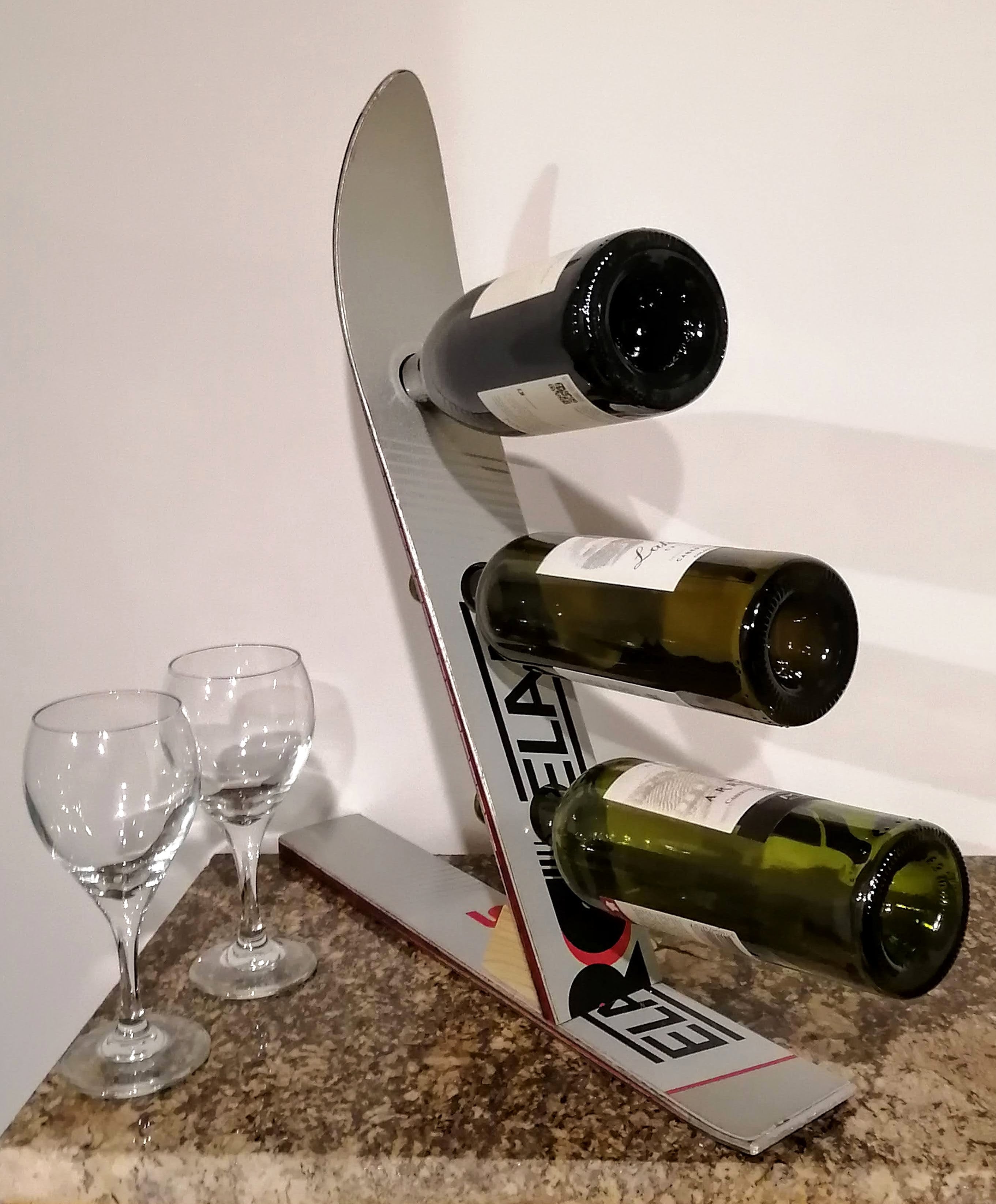 Ski Wine Rack - Elan Grey